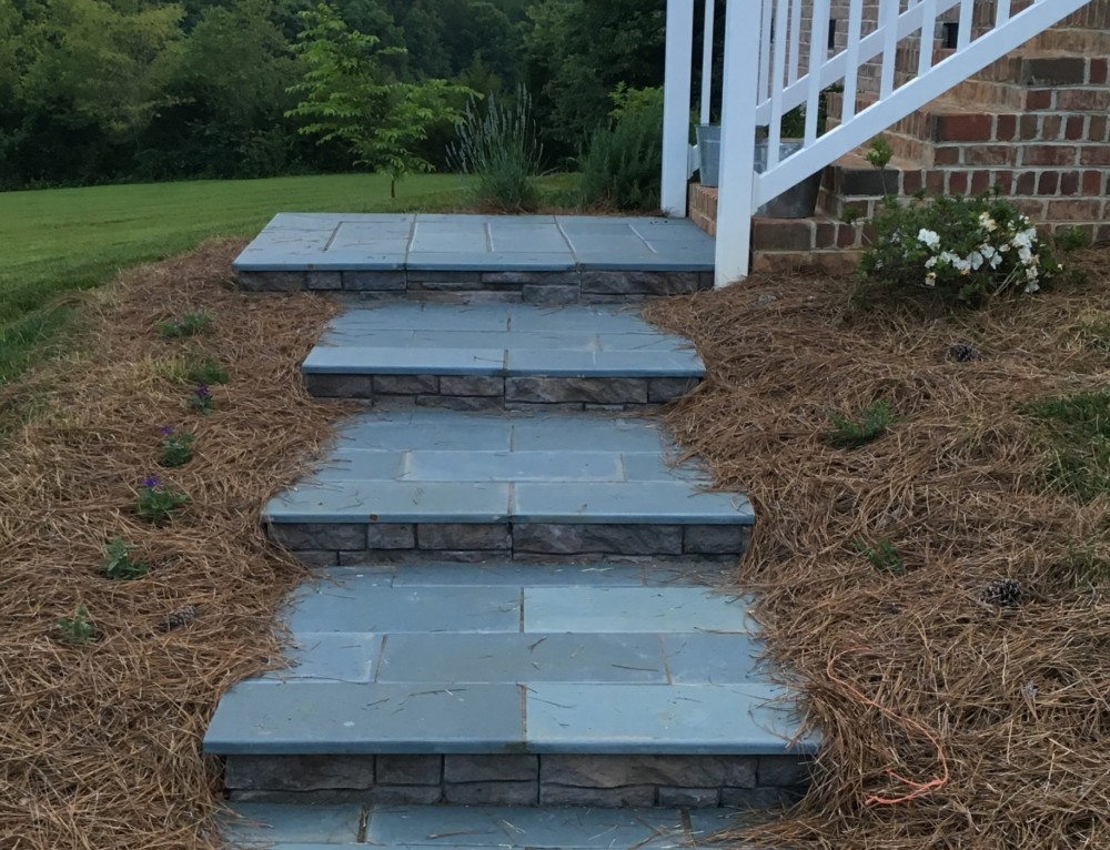 Curved Retaining Wall and Stairs Woodson Landscaping